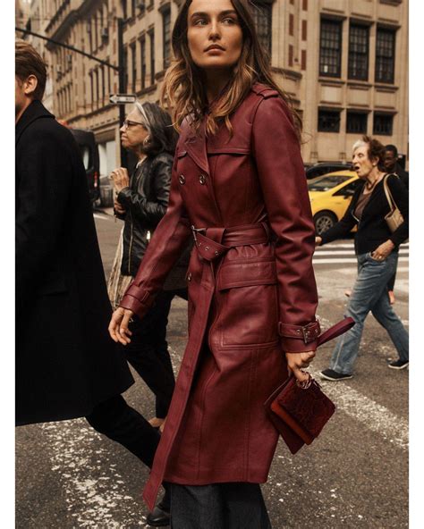 red leather trench coat michael kors